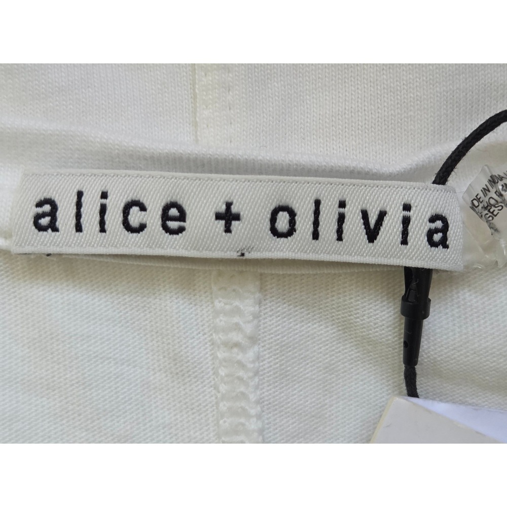 Alice + Olivia T-Shirt Cindy Crystal Star Embellished Women L Off White NWT $225 - Picture 5 of 8